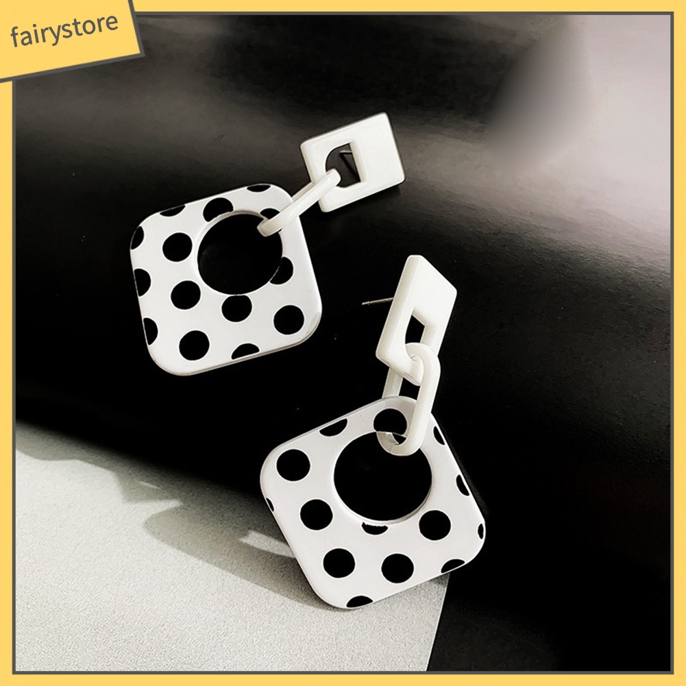 Bông Tai Hình Học Họa Tiết Chấm Bi Thời Trang Cho Nữ