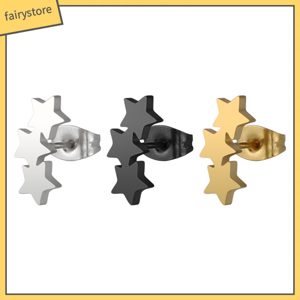 Khuyên Tai Hình Ngôi Sao Ba Cánh Bằng Thép Không Gỉ