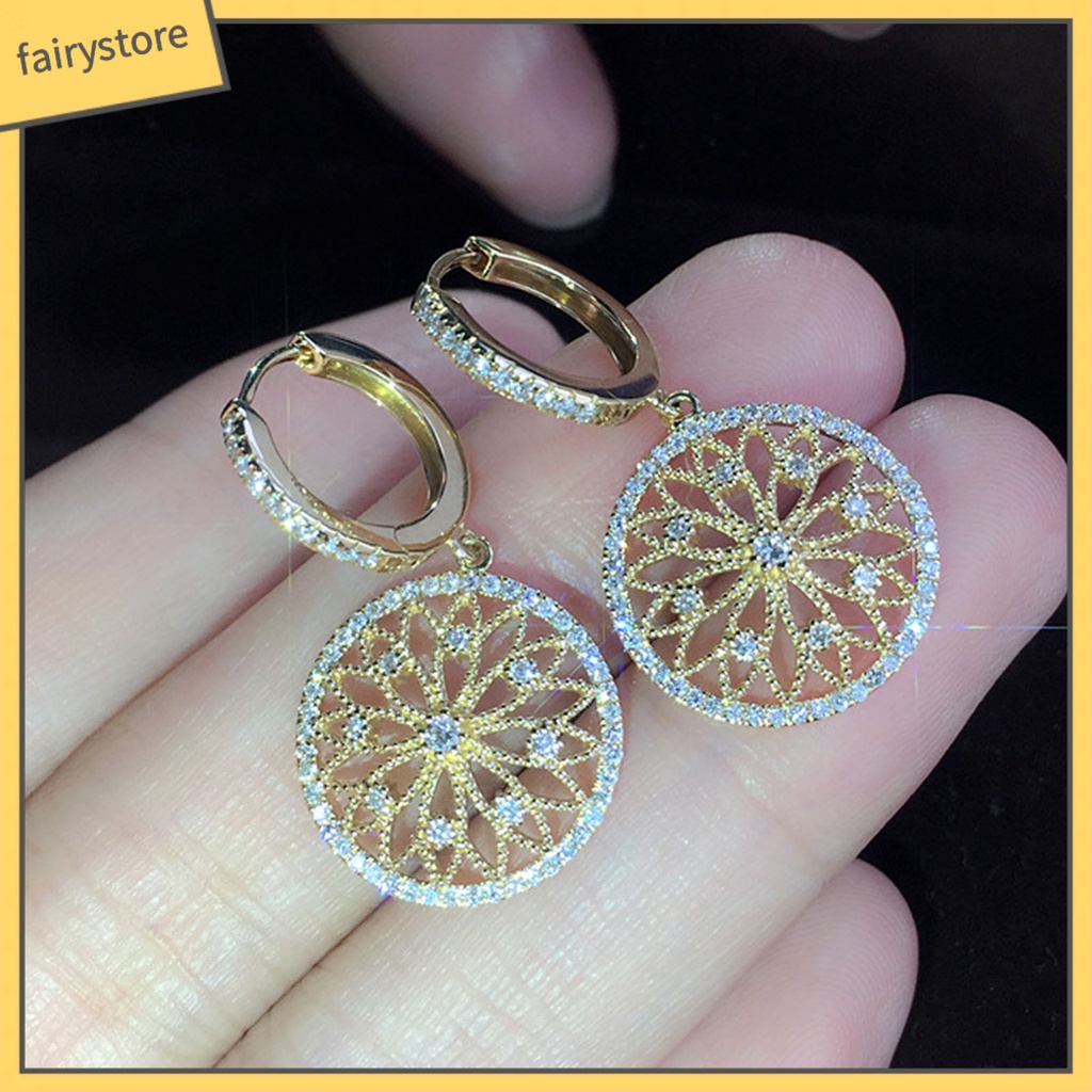 1 Đôi Bông Tai Hình Dreamcatcher Đính Đá Lấp Lánh Dành Cho Nữ