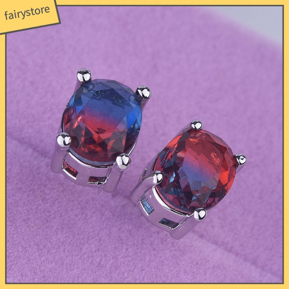 Bông Tai Đính Pha Lê Giả Hình Oval Thời Trang Cho Nữ