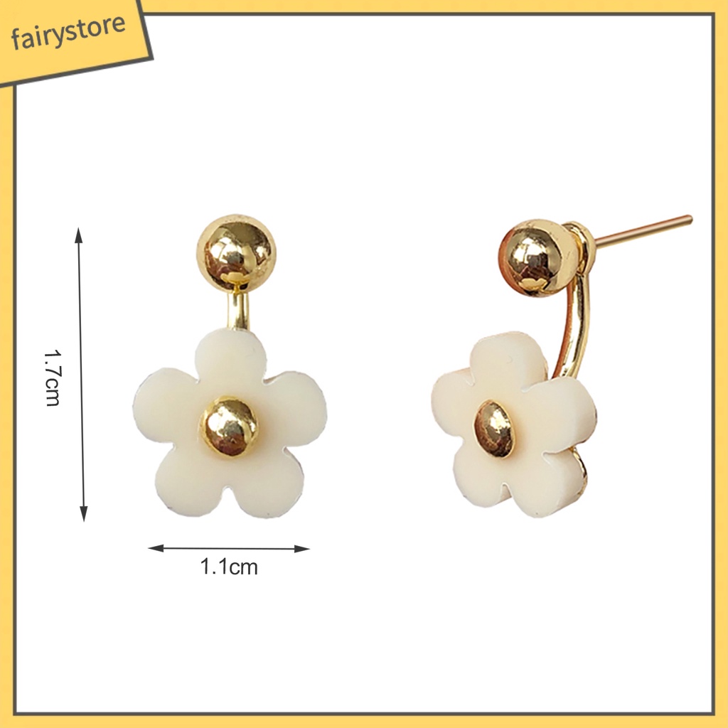 1 Đôi Bông Tai Hình Hoa Bằng Hợp Kim Hai Mặt Dễ Phối Đồ