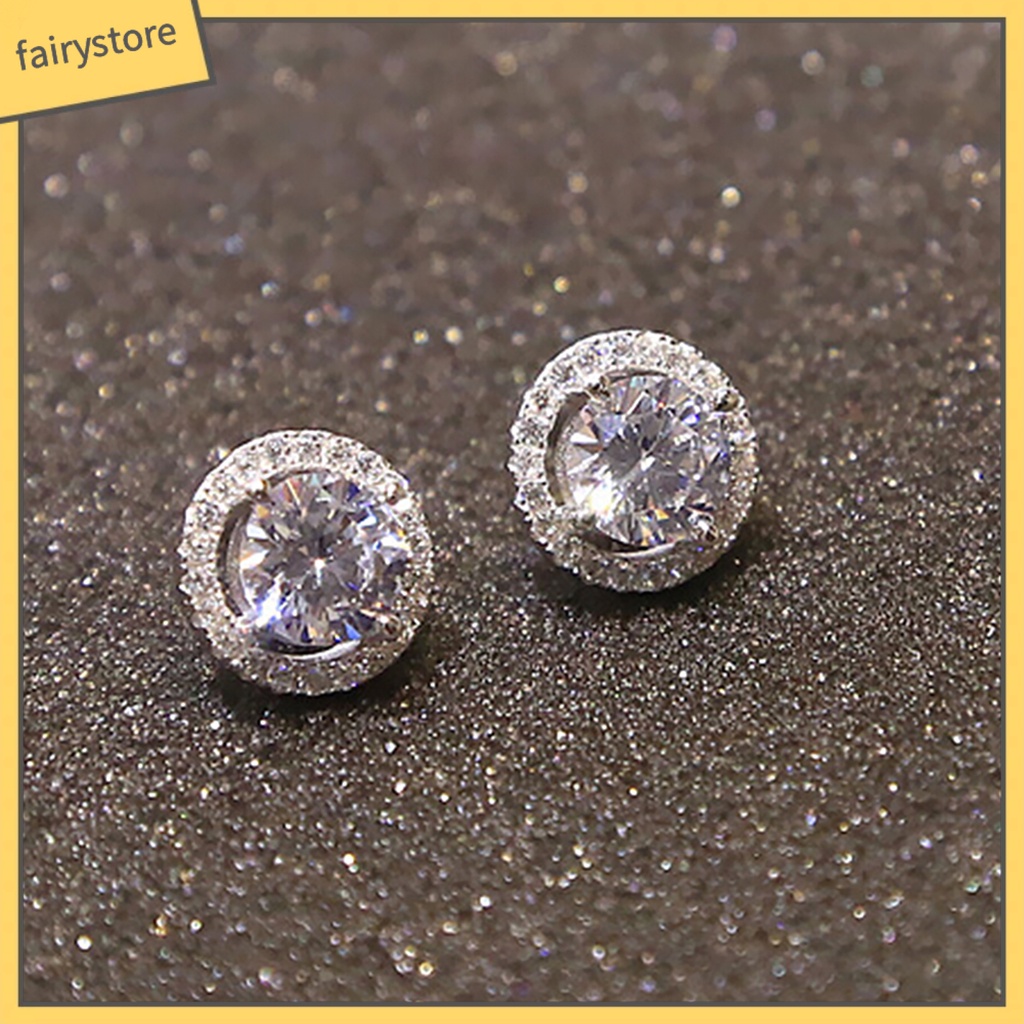 Bông Tai Mạ Bạc Đính Đá Zircon Thời Trang Dành Cho Nữ