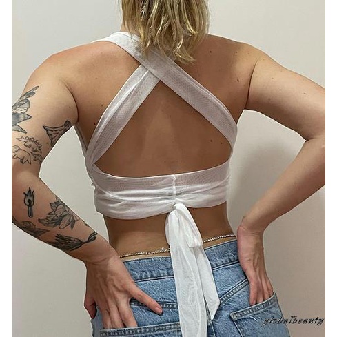 Áo Lưới Kiểu Chéo Hở Lưng Thời Trang Mùa Hè Cho Nữ