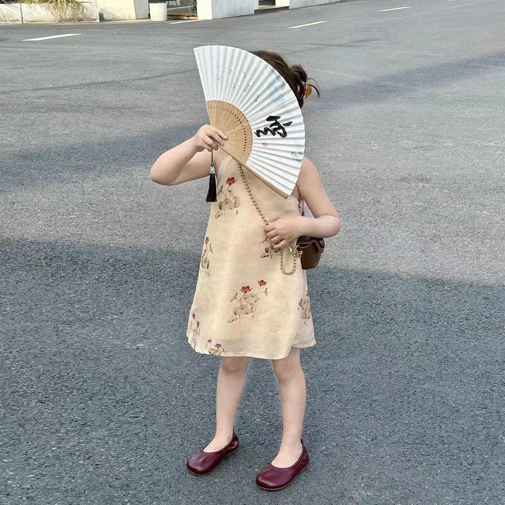 Đầm Sườn Xám Kiểu Công Chúa Thời Trang Mùa Hè 2023 Cho Bé Gái