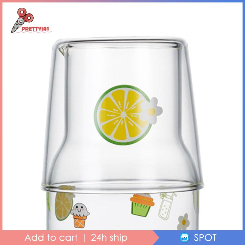 [Prettyia1] Bộ Cốc Uống Nước Carafe Bằng Thủy Tinh Cho Tủ Lạnh Văn Phòng