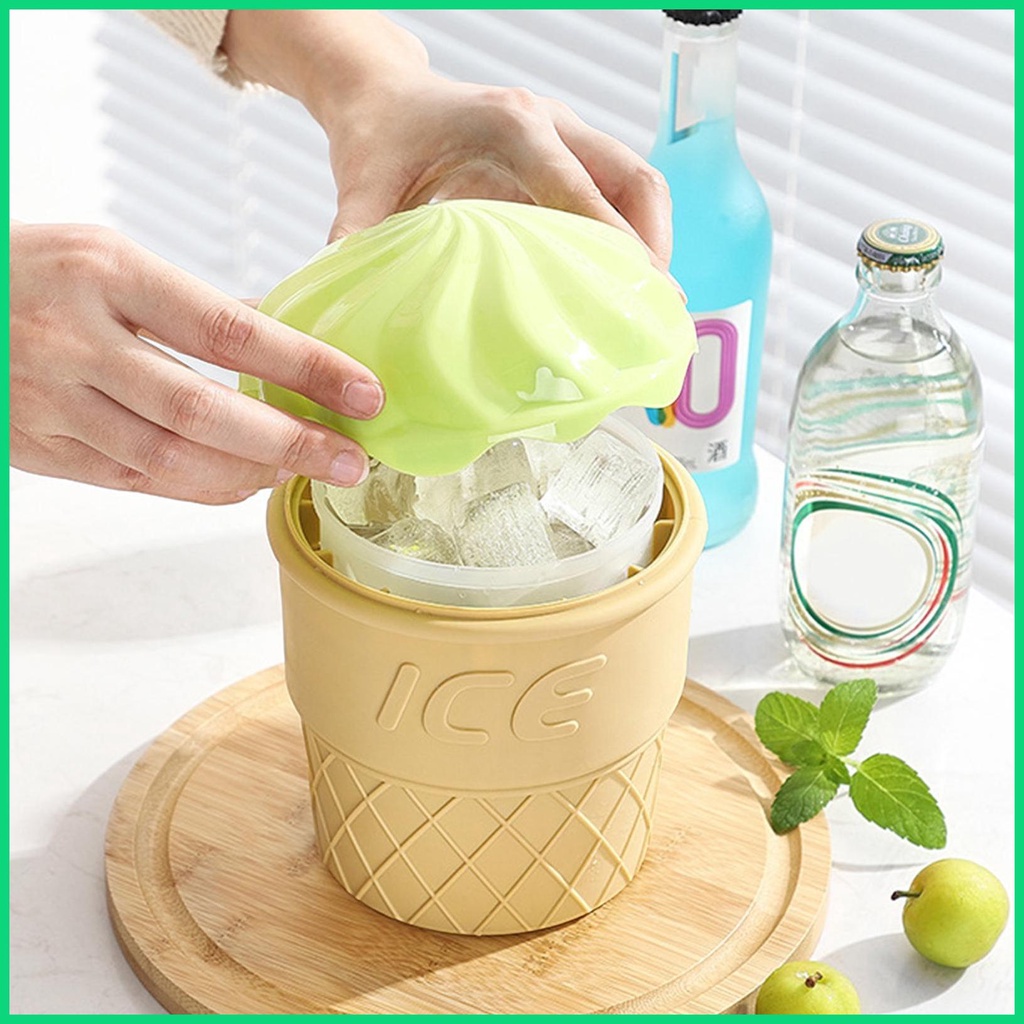 Xô Làm Lạnh Đá Bằng Silicone Có Nắp Đậy Hình Cây Kem Cho Jiwvnjiwvn