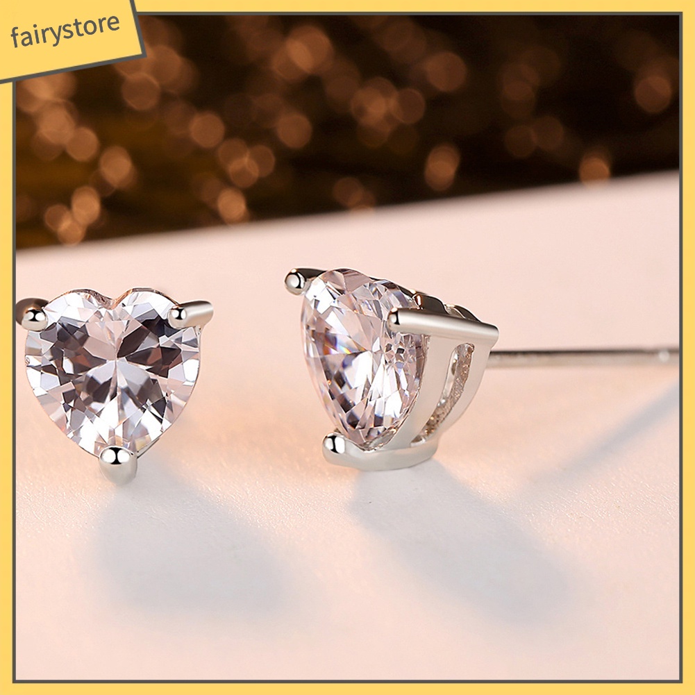 Khuyên Tai Hình Trái Tim Đính Đá Zircon Thời Trang Cho Nữ