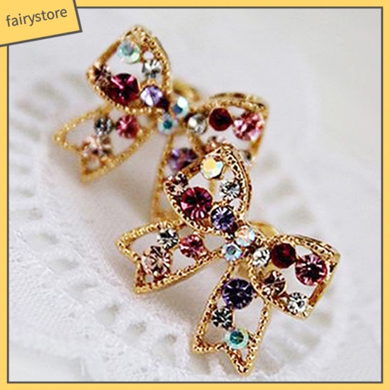 1 Đôi Bông Tai Hình Nơ Đính Đá Nhiều Màu Sắc Dành Cho Nữ