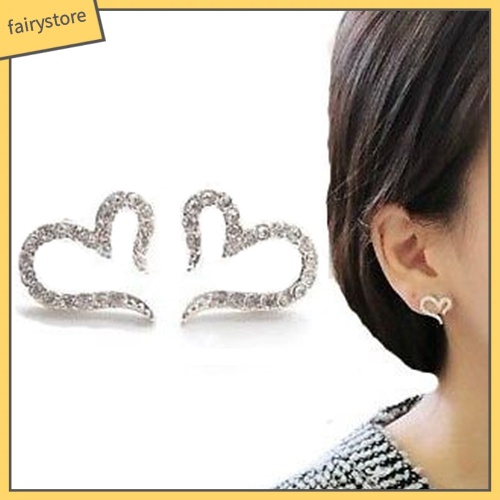 Khuyên Tai Hình Trái Tim Mở Đính Đá Pha Lê Thời Trang Cho Nữ