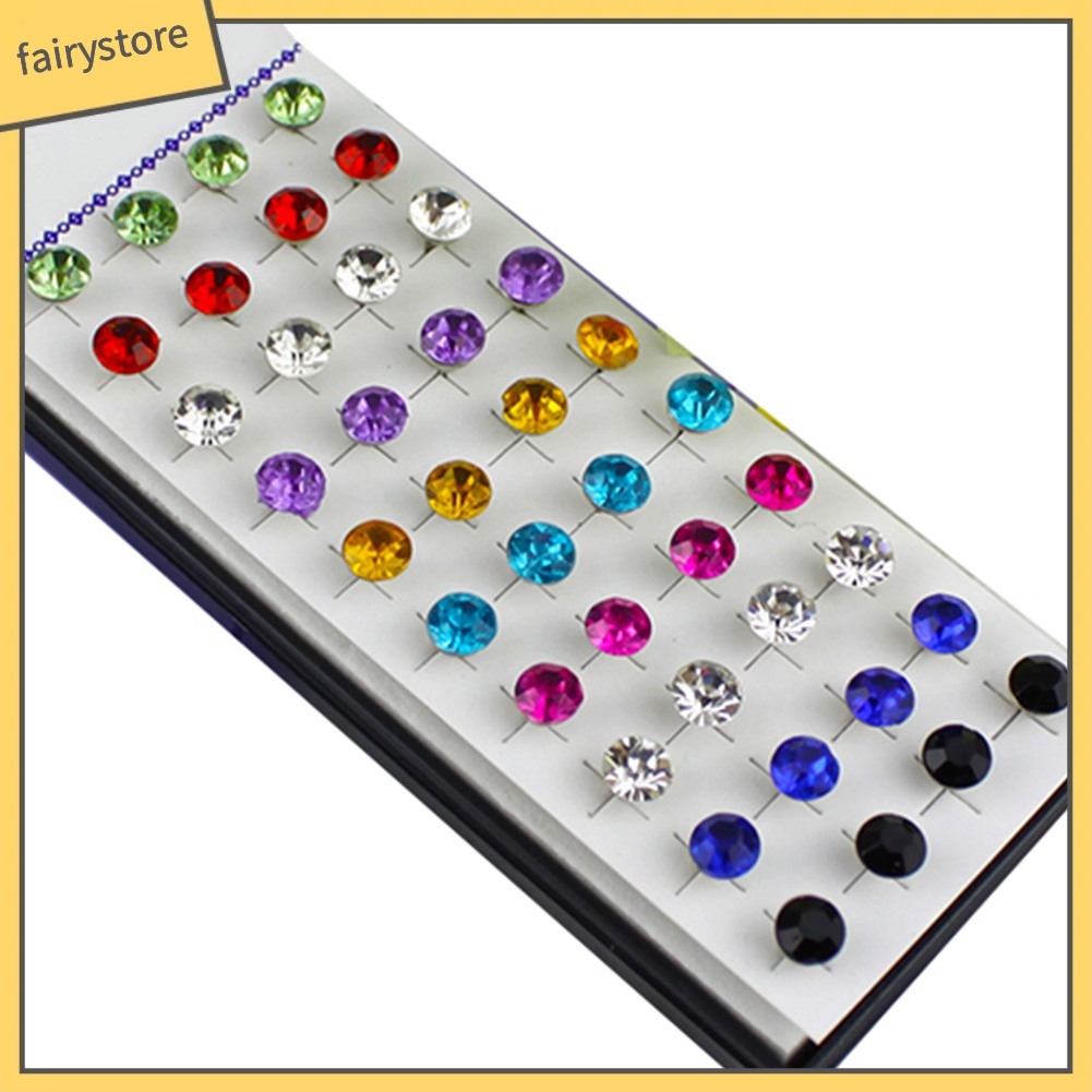 Set 20 Đôi Bông Tai Tròn Đính Đá Nhiều Màu Sắc Phong Cách Gothic Dành Cho Nữ