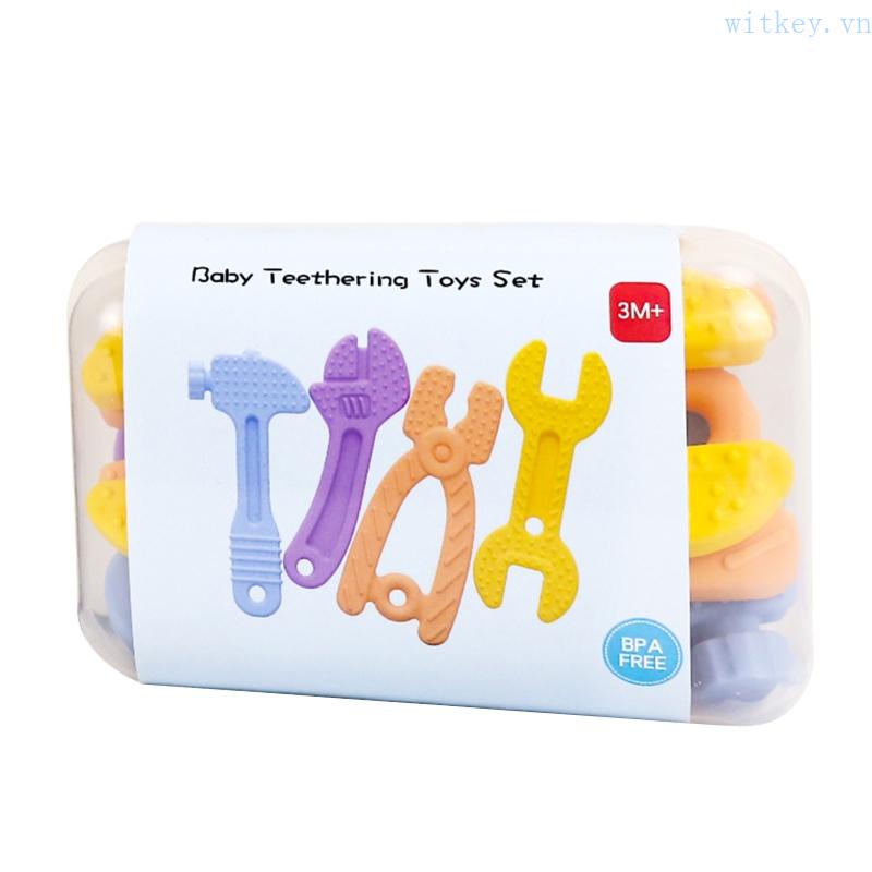 Bộ 4 Món Đồ Chơi Bằng Silicone Không BPA Điều Chỉnh Được Cờ Lê Cho Bé Mọc Răng