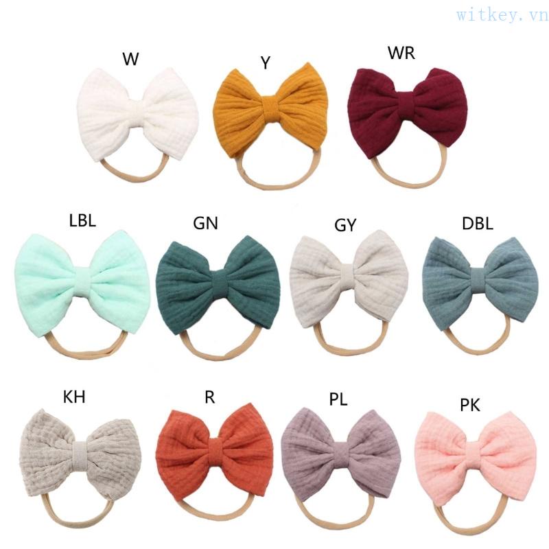 Băng Đô Nơ Bằng Cotton Mềm Co Giãn Thời Trang Dành Cho Bé Gái