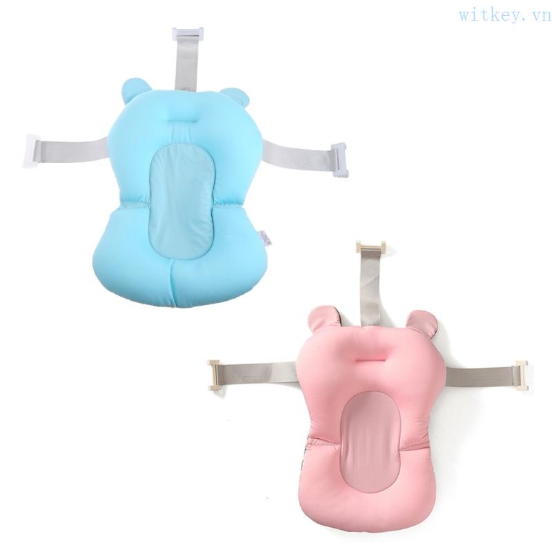 Đệm Ngồi Tắm Mềm Mại Không Trơn Có Thể Điều Chỉnh Hỗ Trợ Bé Sơ Sinh Màu Xanh