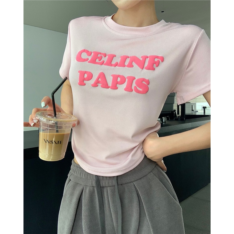 Áo Thun Ngắn Tay Cổ Tròn In Chữ Đơn Giản Theo Phong Cách Mùa Hè