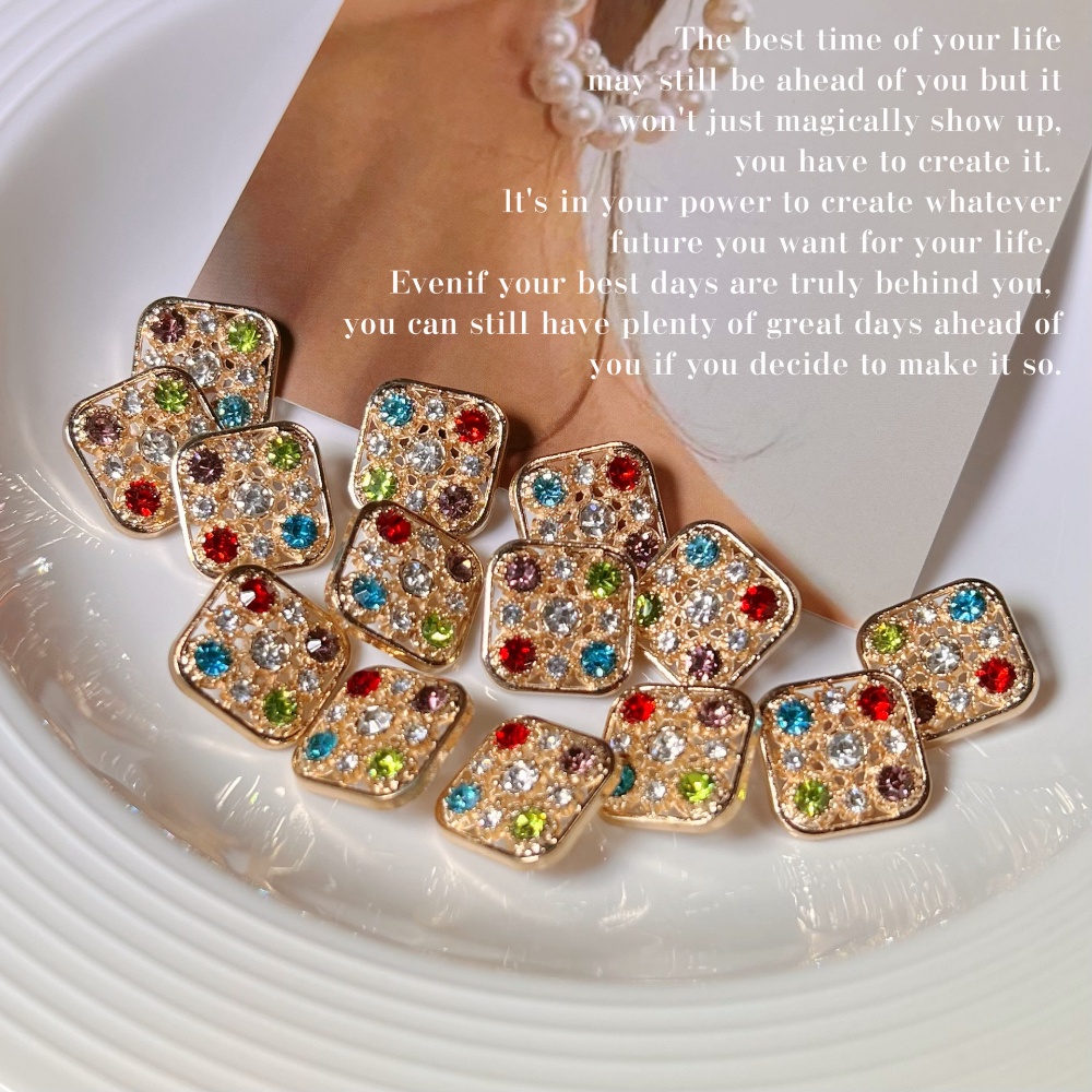 Bộ 5 Nút Áo Khoác Dệt Kim Đính Đá Cao Cấp Phong Cách Vintage Dành Cho Nữ