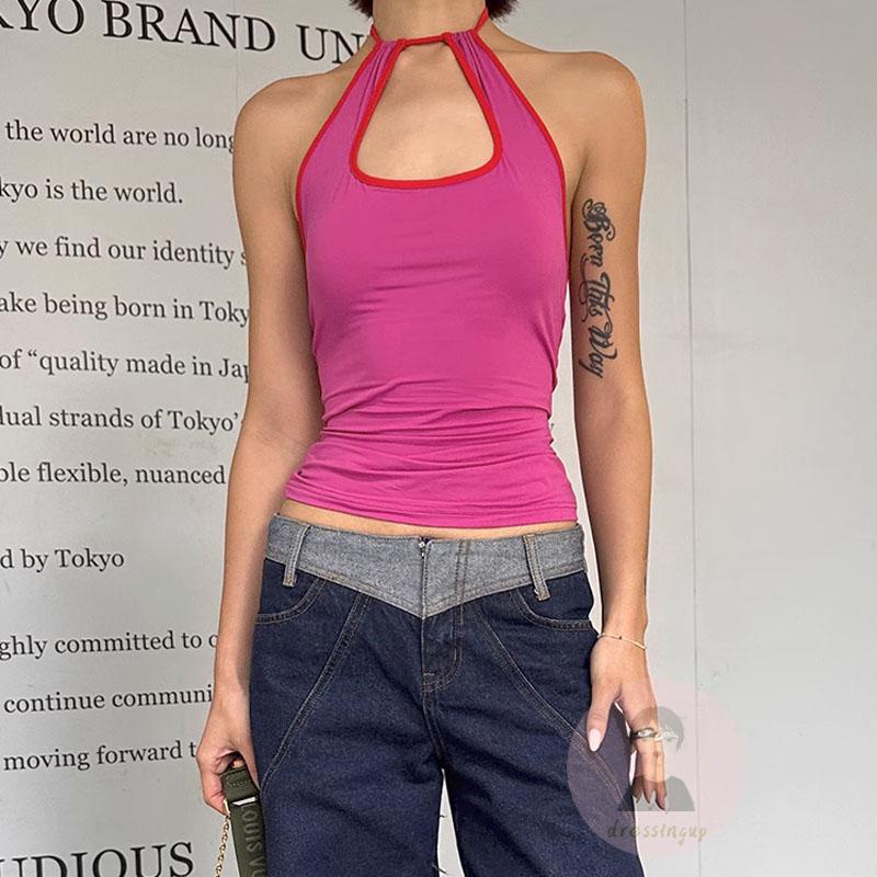 Áo Tank Top Sát Nách Màu Sắc Tương Phản Thời Trang Mùa Hè Cho Nữ