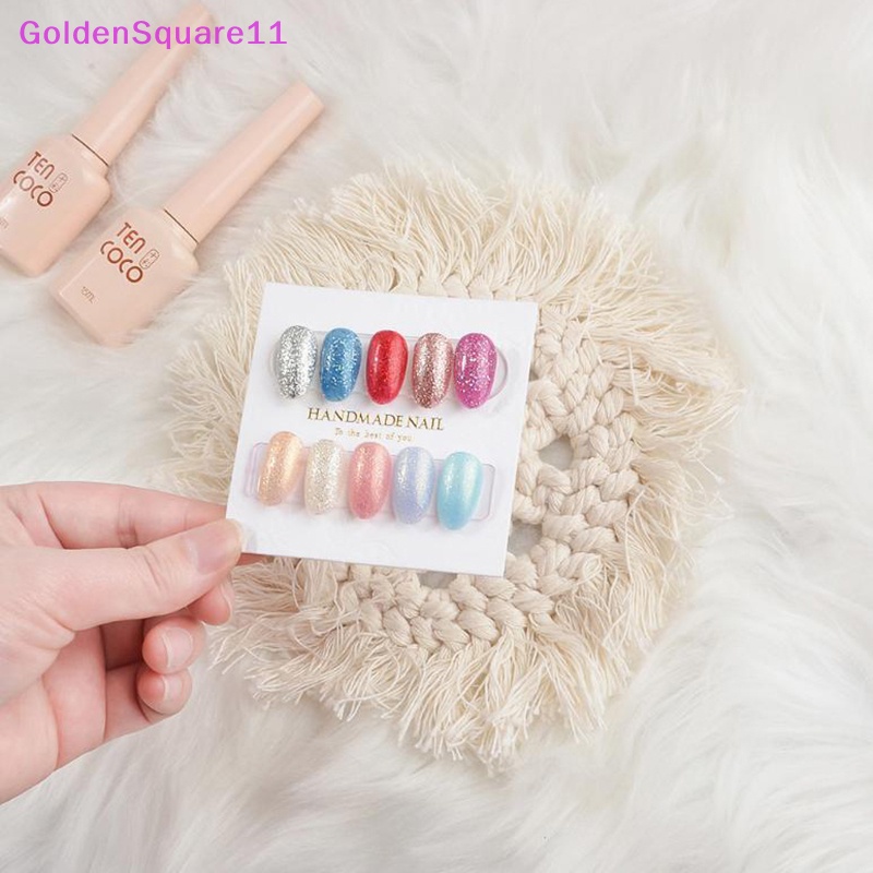 Set 10 Tấm Giấy Cắt Dán Móng Tay Nghệ Thuật Màu Vàng Kim