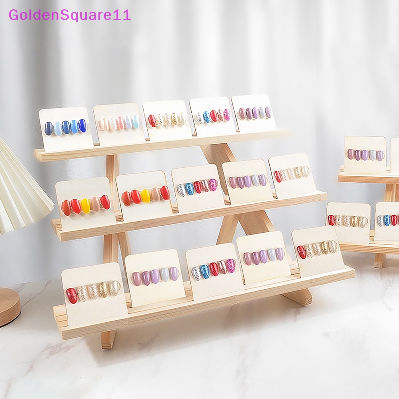 Giá Đỡ Trưng Bày Móng Tay Ba Tầng Bằng Gỗ Màu Vàng Kim Dùng Trong Nhà Bếp VN