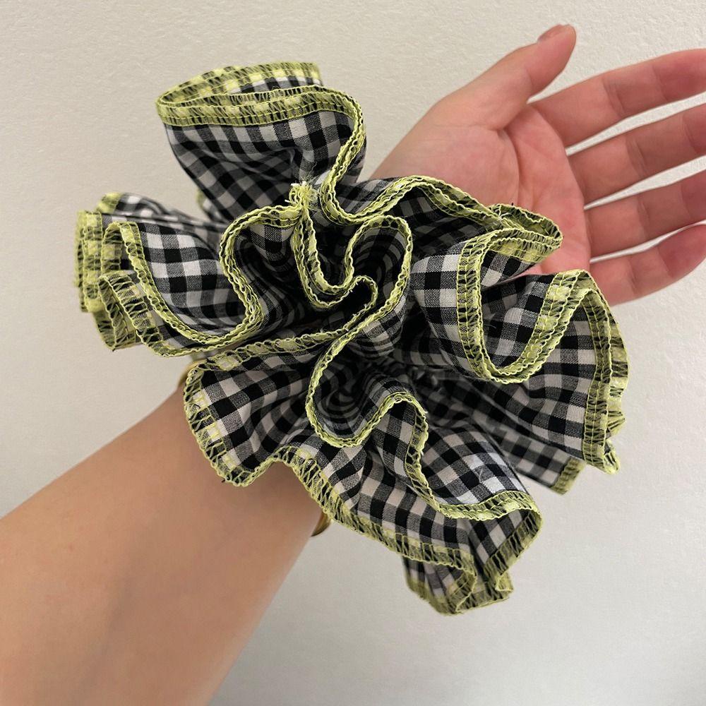 Dây Buộc Tóc Cao Su Bốn Lớp Họa Tiết Sọc Caro Phong Cách Hàn Quốc WMES15H