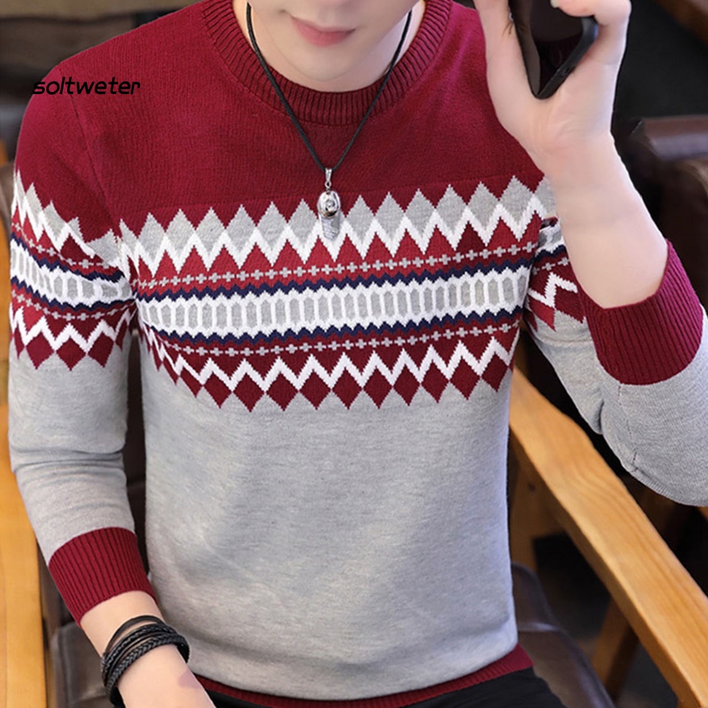 Áo Sweater Cổ Tròn Tay Dài Mềm Mại Co Giãn Thời Trang Mùa Thu Cho Nam