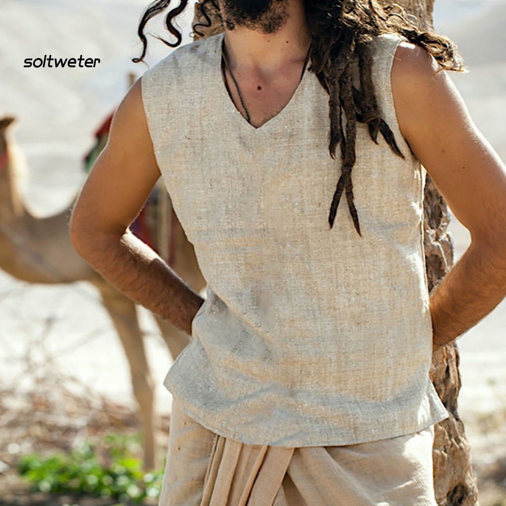 Áo Thun Sát Nách Cổ Chữ V Màu Trơn Thời Trang Mùa Hè Cho Nam