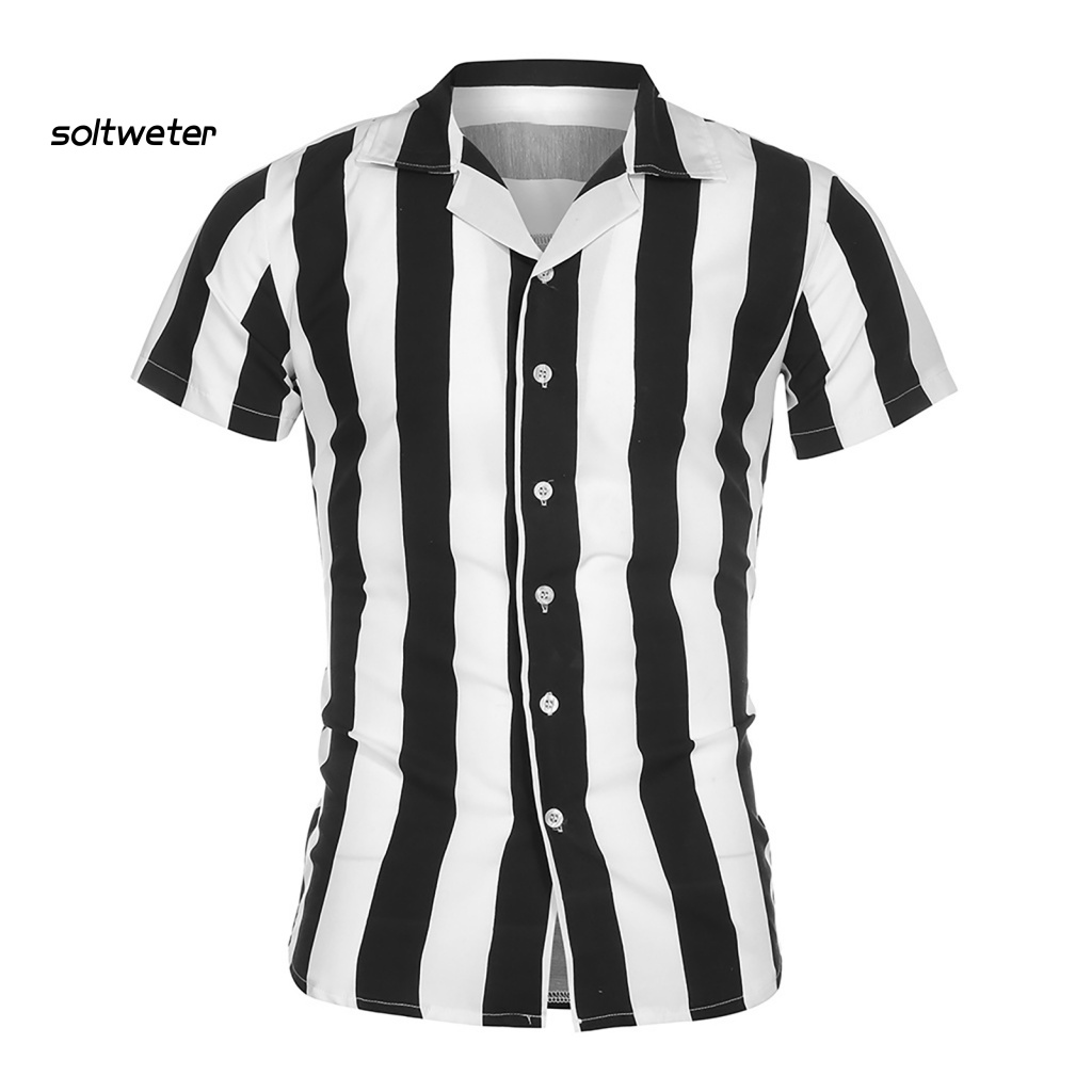 Áo Sơ Mi Kẻ Sọc Dọc Phong Cách Hawaii Thời Trang Mùa Hè Cho Nam