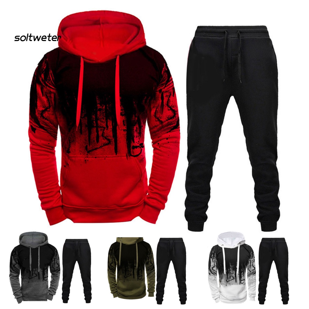 Bộ Đồ Thể Thao 2 Món Gồm Áo Hoodie Tay Dài Và Quần Dài Có Dây Rút In Họa Tiết