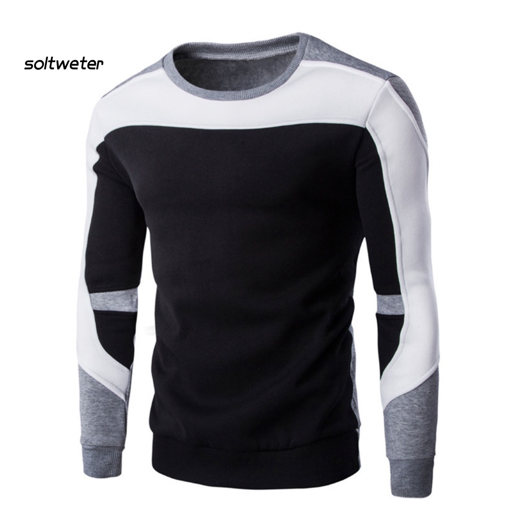 St Áo Sweatshirt Dày Phối Màu Tương Phản Giữ Ấm Mùa Thu Cho Nam