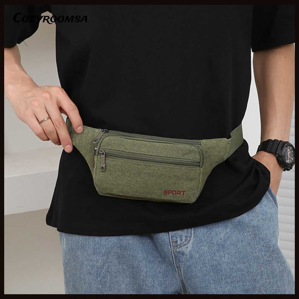 Túi Đeo Chéo Thể Thao Bằng Vải Canvas Thoáng Khí Có Khóa Kéo Tiện Dụng