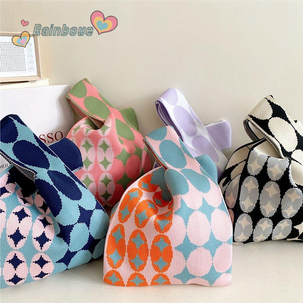 Túi Xách Đan Len Mini Màu Sắc Cầu Vồng Xinh Xắn Dành Cho Nữ