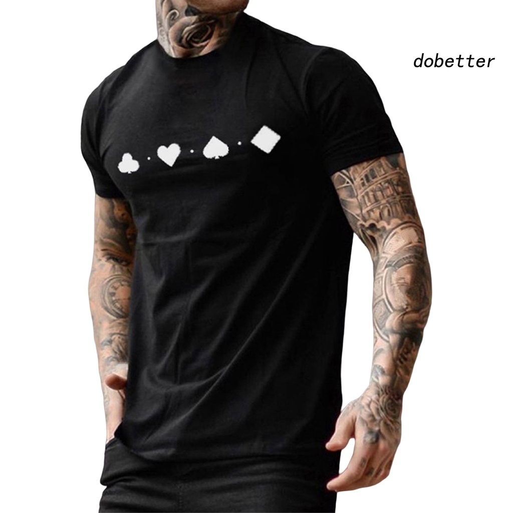 Áo Thun Polyester Cổ Tròn In Hình Lá Bài Poker Thời Trang Mùa Hè Cho Nam