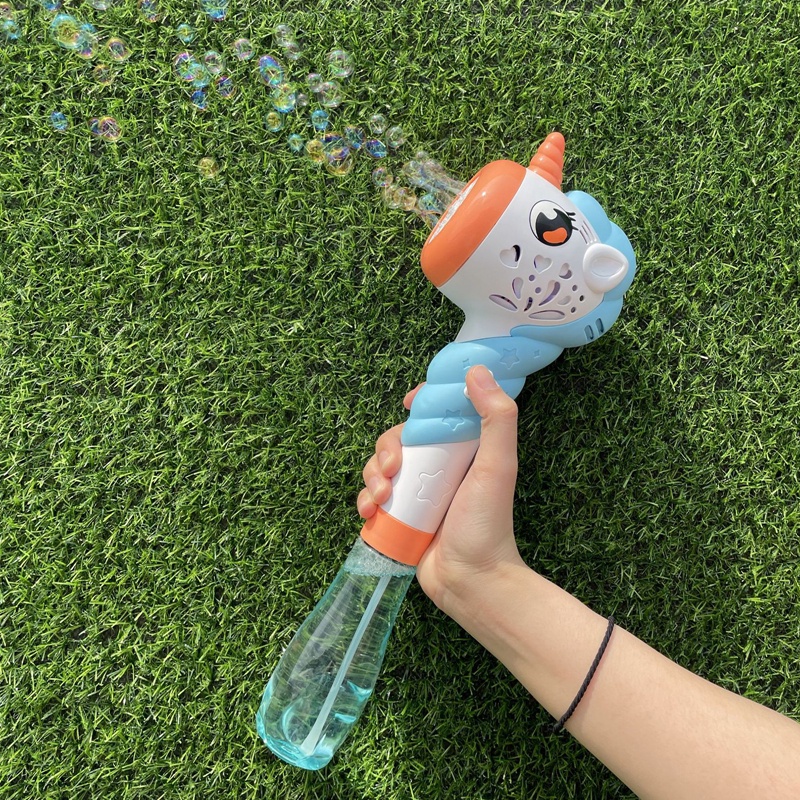 Máy Thổi Bong Bóng Điện Tử Hình Kỳ Lân / Gà / Cá Sấu Có Đèn Và Nhạc Vui Nhộn Cho Bé