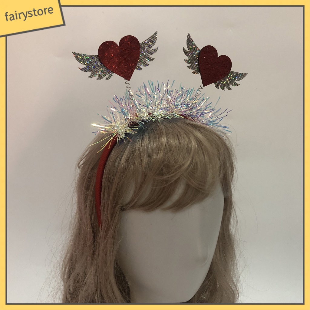 [FRO] Băng Đô Đính Kim Sa Hình Trái Tim Màu Tương Phản Đàn Hồi Chống Trượt Làm Quà Tặng Ngày Valentines