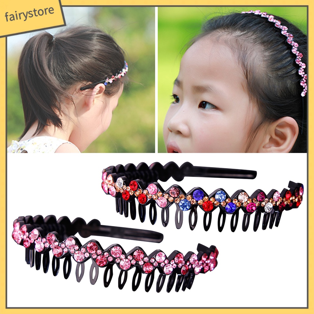Băng Đô Cài Tóc Đính Đá Lấp Lánh Chống Trượt Có Răng Dành Cho Nữ