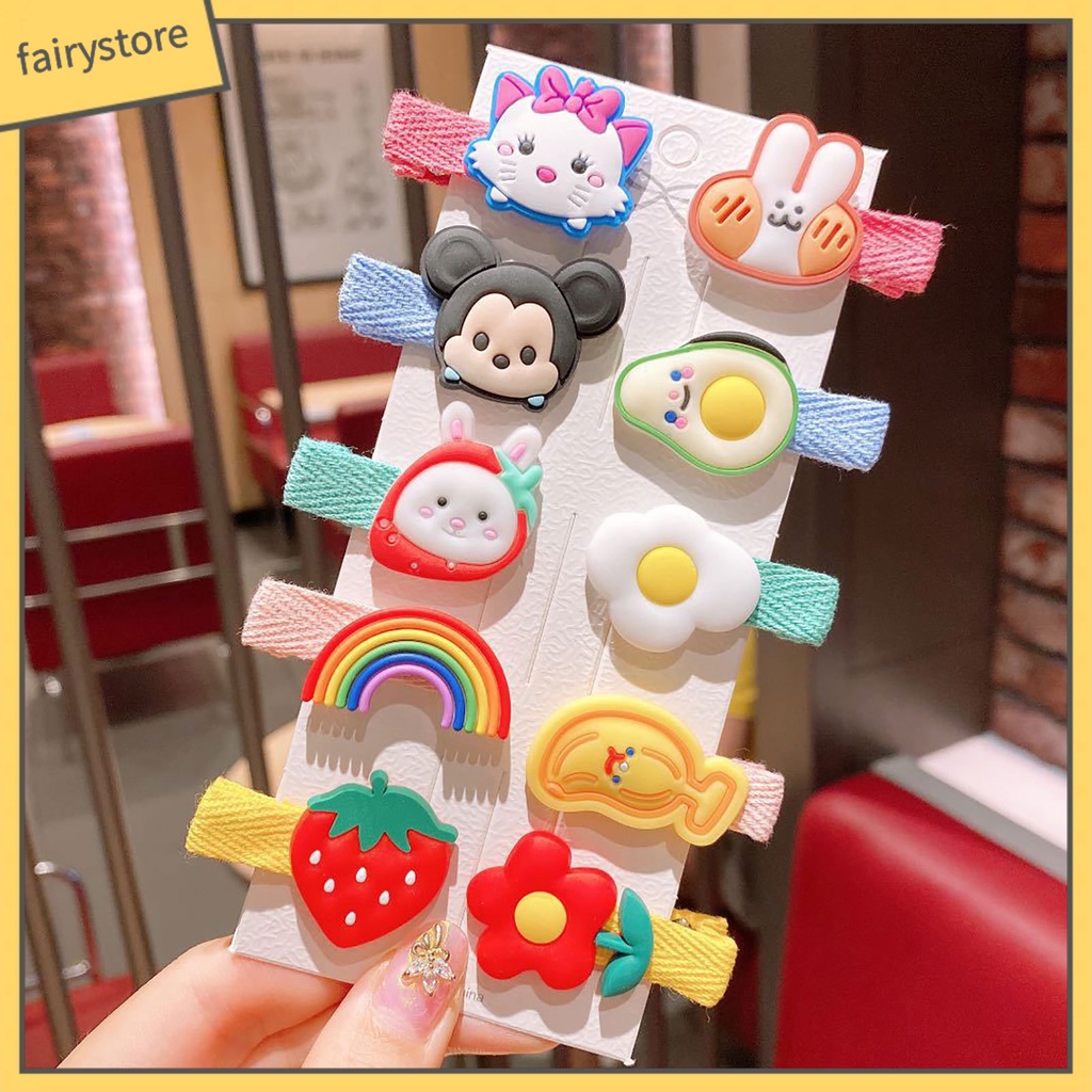 Set 10 Kẹp Tóc Hoạt Hình Dễ Thương Cho Bé Gái