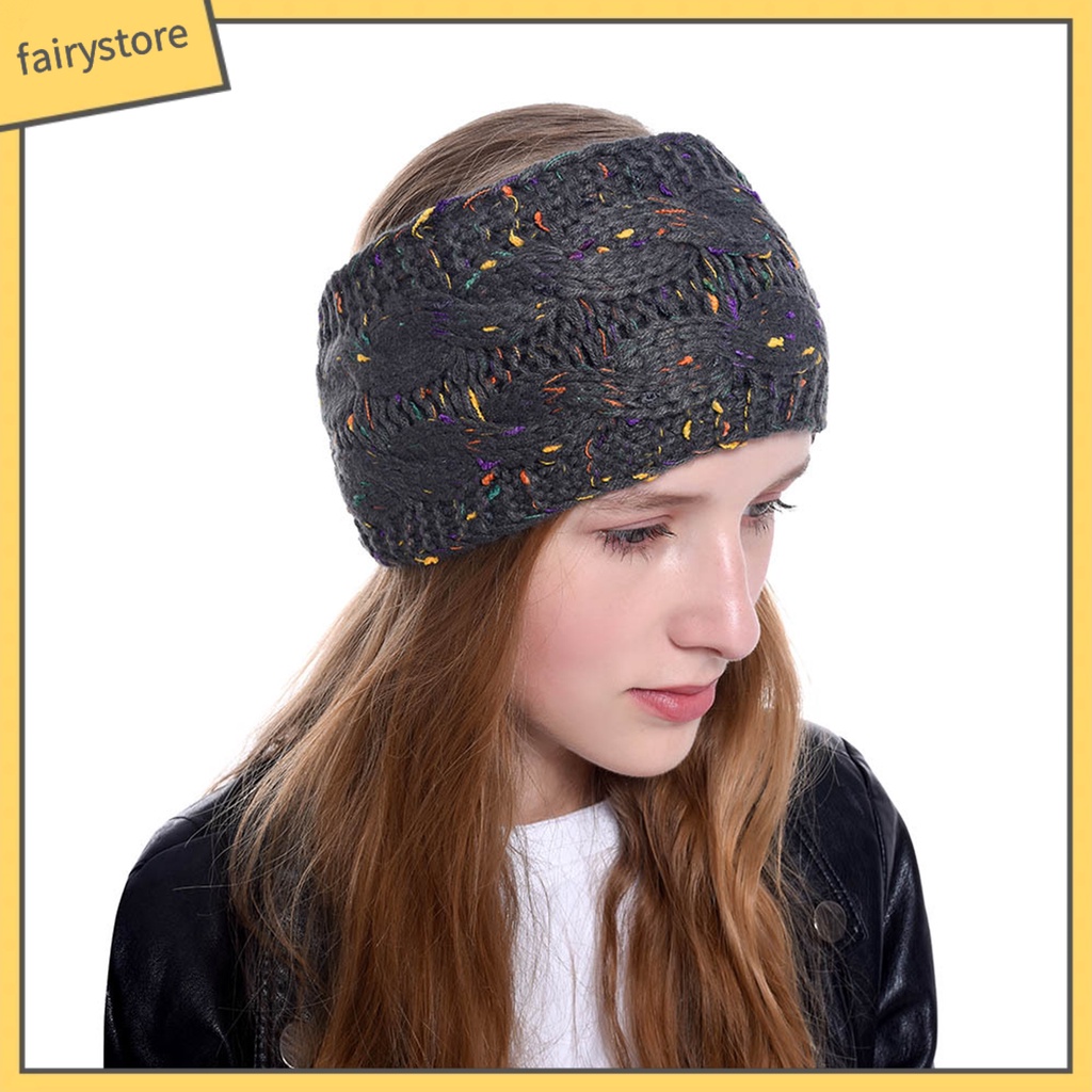 Băng Đô Len Dệt Kim Co Giãn Giữ Ấm Mùa Thu Đông Cho Nữ