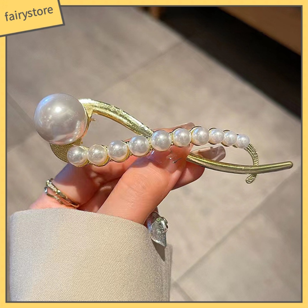 Kẹp Tóc Hình Chữ S Đính Ngọc Trai Giả Mạ Vàng Thời Trang Cho Nữ