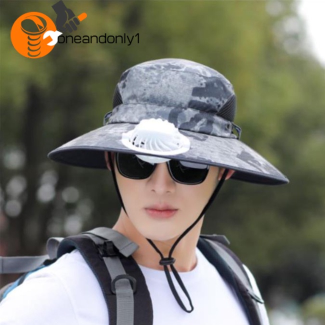 Mũ Xô Vành Rộng Thoáng Khí Chống Nắng Có Thể Tháo Rời Kèm Quạt Có Thể Điều Chỉnh
