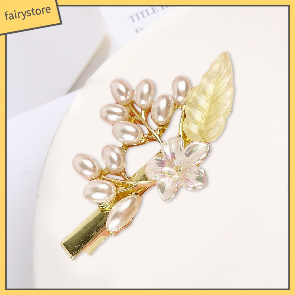 Kẹp Tóc Hoa Đính Ngọc Trai Giả Phong Cách Hàn Quốc Ngọt Ngào Cho Cô Dâu