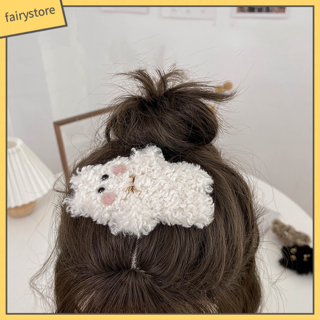 Kẹp Tóc Hình Gấu / Thỏ Bông Mềm Mại Gọn Nhẹ Không Trượt Cho Bé