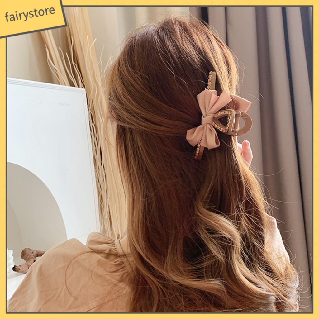 Kẹp Tóc Càng Cua Đính Đá Màu Trơn Chống Rơi Cho Nữ