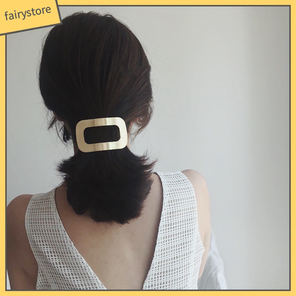 Kẹp Tóc Kim Loại Hình Chữ Nhật Rỗng Thời Trang Cho Nữ