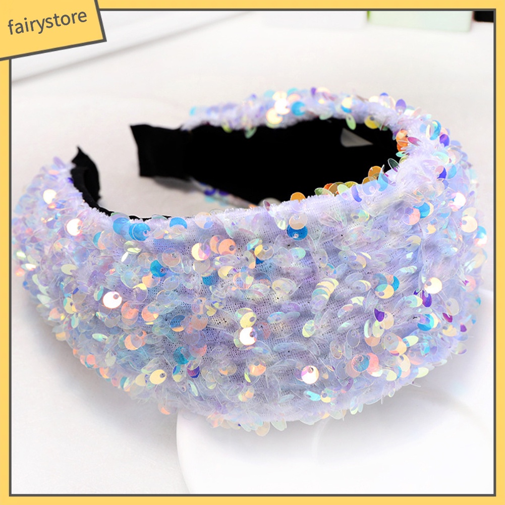 Băng Đô Nhung Bản Rộng Đính Kim Sa Lấp Lánh Thời Trang Cho Nữ