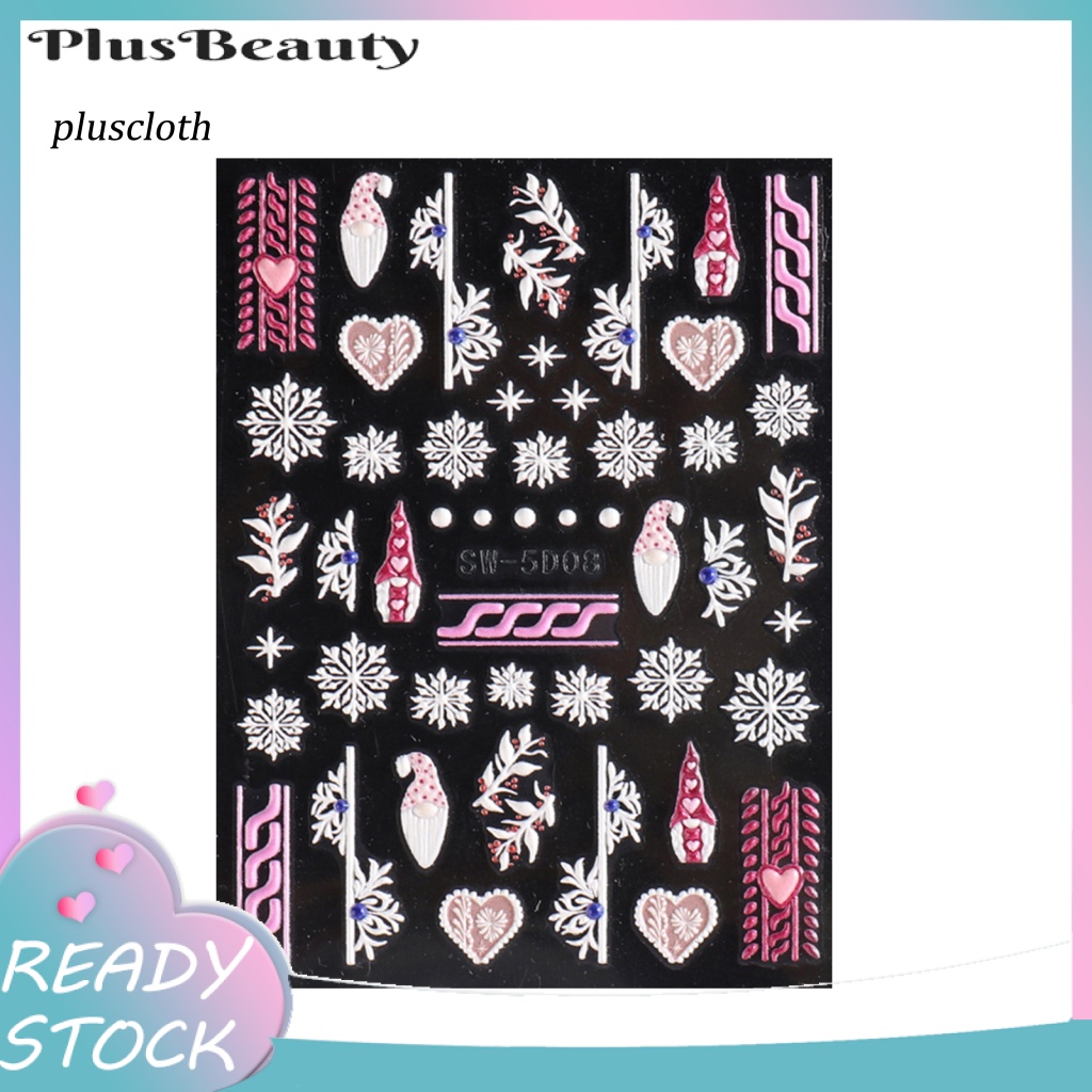 &lt; Pluscloth &gt; Miếng Dán Móng Tay Móng Tay Tự Dính Không Phai Chống Nước Dễ Tháo Gỡ Chủ Đề Giáng Sinh / Ambience DIY