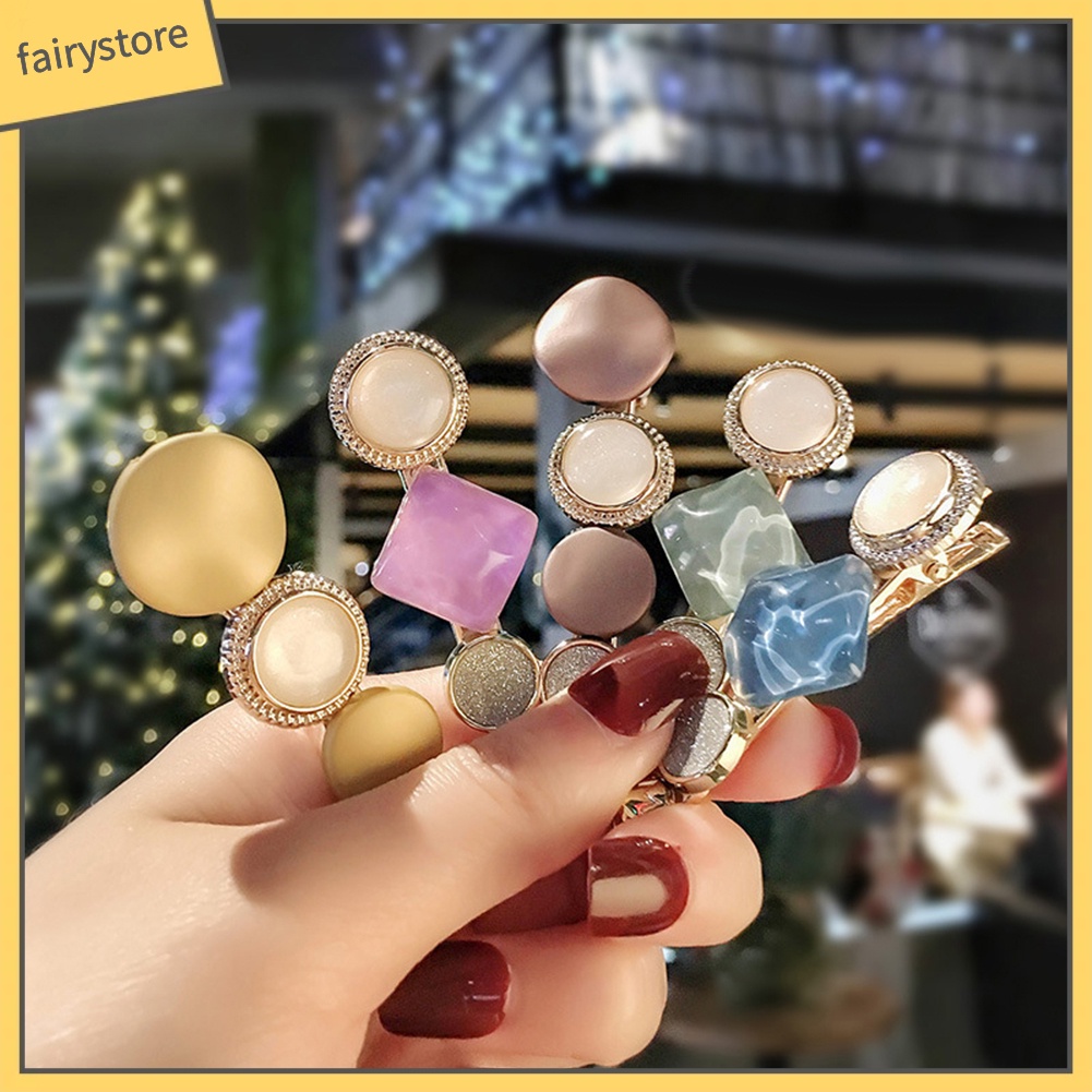 Kẹp Tóc Hình Tròn / Vuông Thời Trang Cho Nữ