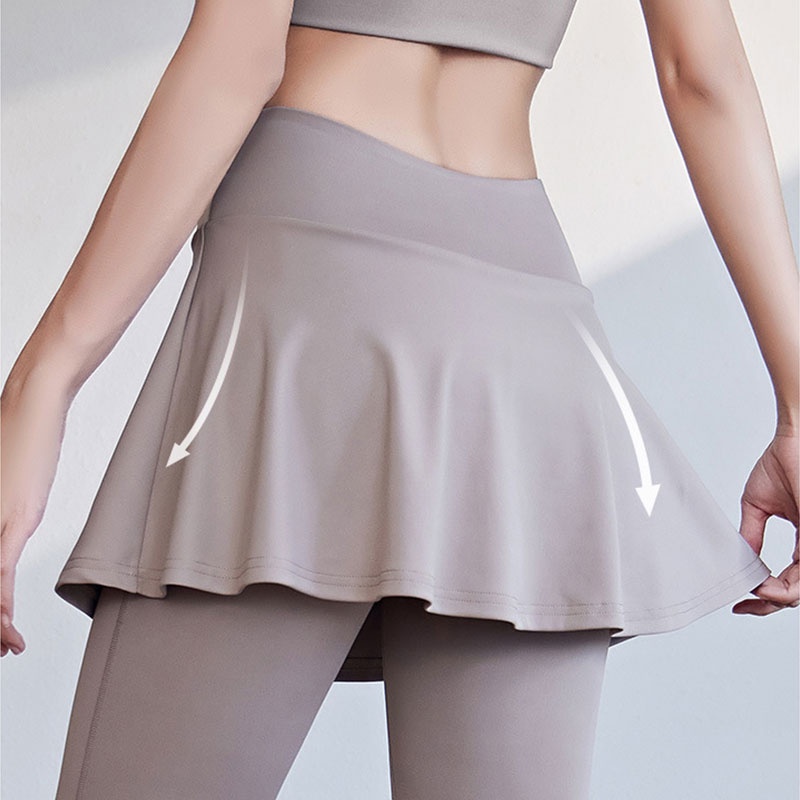 Deukio Quần Dài Thể Thao Dáng Ôm Giả Hai Lớp Nâng Hông Cá Tính