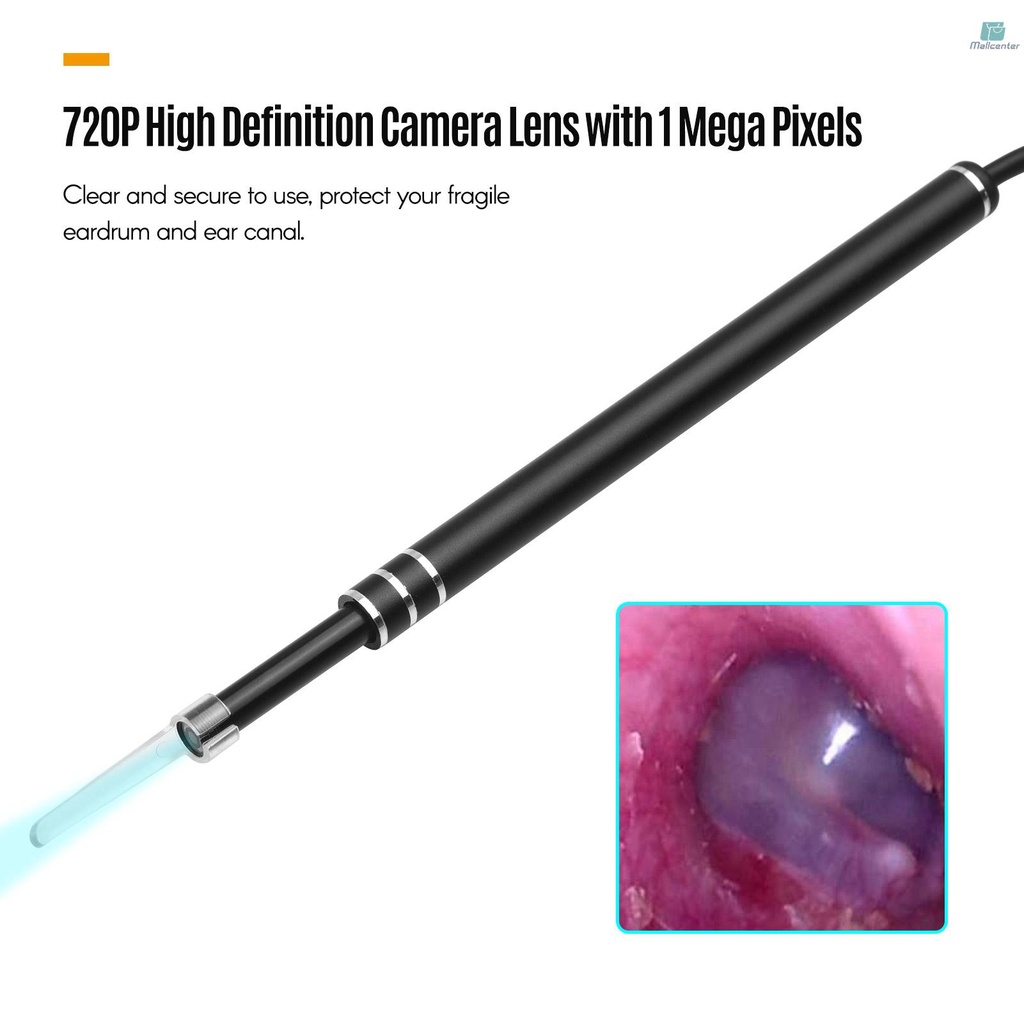 720P Visual Ear Cleaner Ear Wax Removal Endoscope Otoscope 1 Mega Pixels for Smartphone Tablet Computer Cleaning Ear Mouth Nose Skin Pets Baby