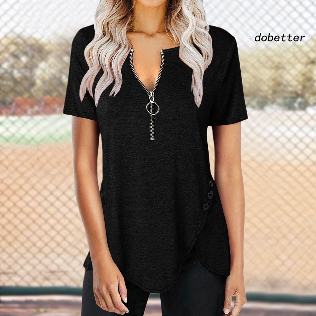 Áo Sơ Mi Cổ Chữ V Bằng Polyester Co Giãn Thoáng Khí Màu Sắc Đơn Giản Thời Trang Mùa Hè Cho Nữ