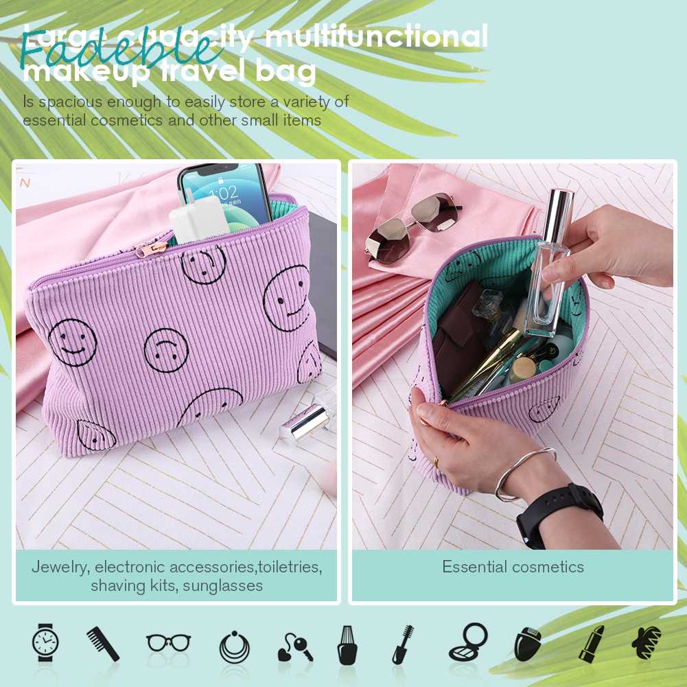 Túi Đựng Đồ Trang Điểm Hai Mặt Họa Tiết Cảm Xúc Dành Cho Nữ