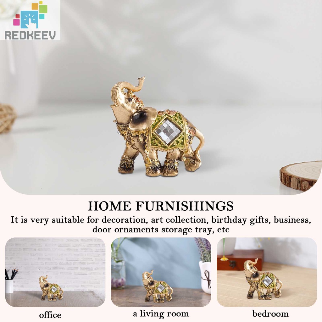 Tượng Voi May Mắn Bằng Nhựa Resin Trang Trí Nhà Cửa